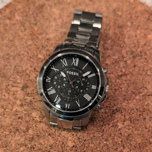 Fossil Silver and Black Men's Watch Mdl. FS4736